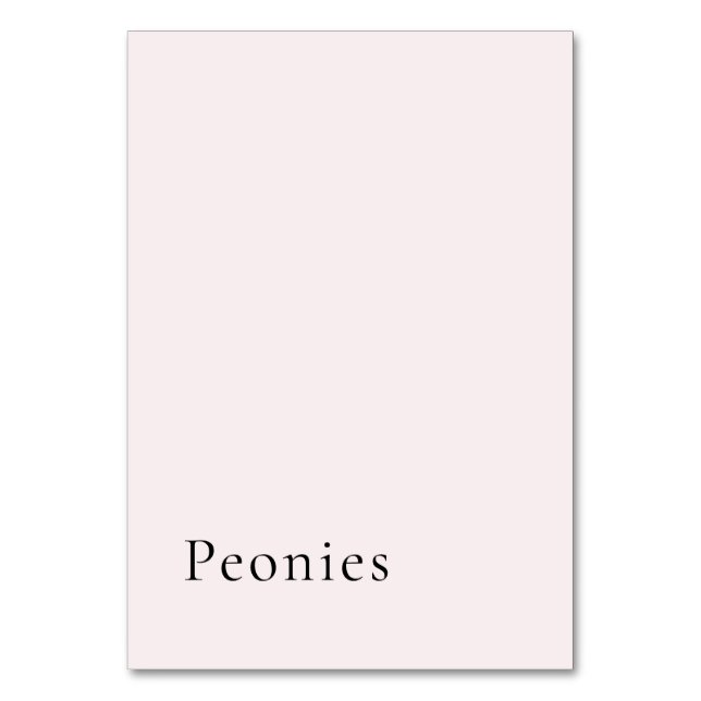 Soft Blush Plain Background Minimal Table Name  Number (Back)