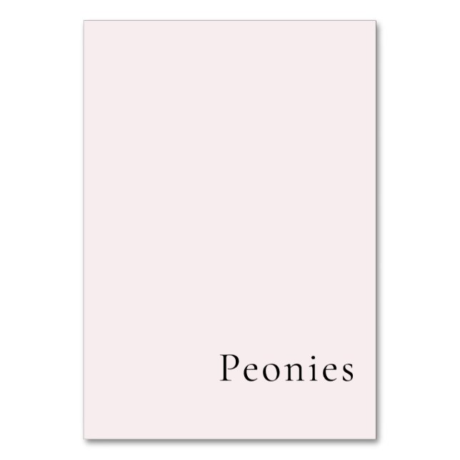 Soft Blush Plain Background Minimal Table Name  Number (Front)