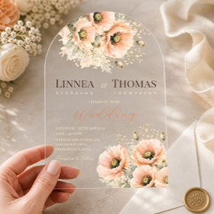 Soft Blush Poppy Elegant Editorial Wedding Acrylic Invitations
