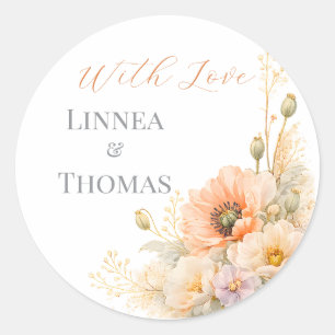 Soft Blush Poppy Elegant Editorial Wedding Favours Classic Round Sticker