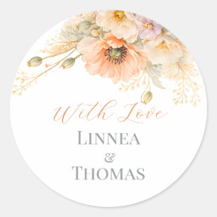 Soft Blush Poppy Elegant Editorial Wedding Favours Classic Round Sticker