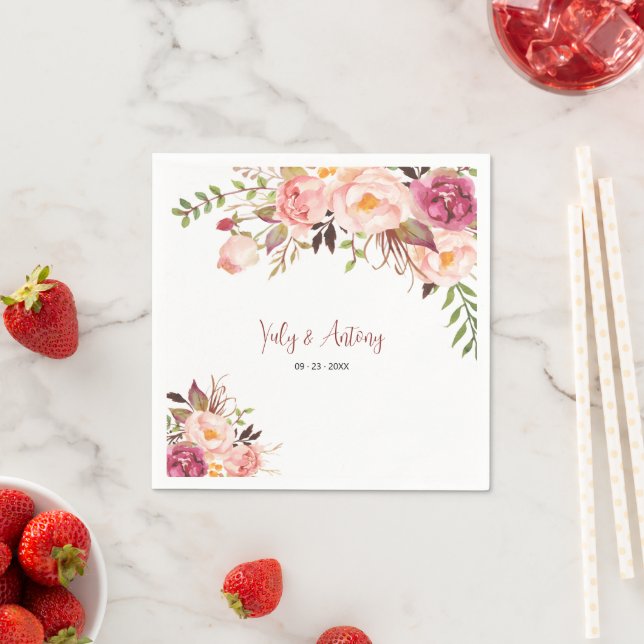 Soft Blush Rose Garden Reception Style Table Napkin (Insitu)