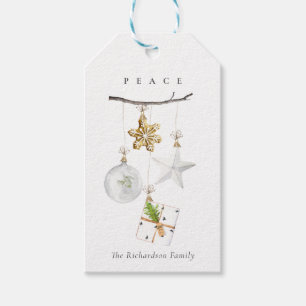 SOFT BLUSH ROSE PINK CHRISTMAS ORNAMENT PEACE GIFT TAGS