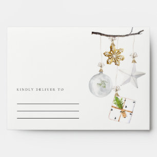 SOFT BLUSH ROSE PINK CHRISTMAS ORNAMENT VERY MERRY ENVELOPE