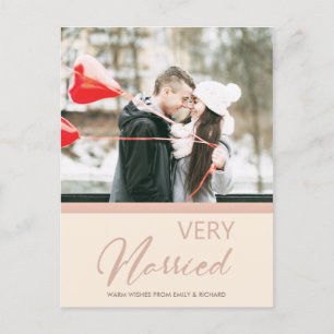 SOFT BLUSH ROSE PINK CHRISTMAS VERY MARRIED PHOTO HOLIDAY POSTCARD