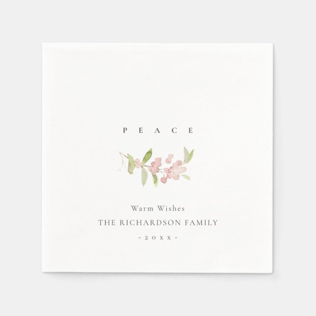 SOFT BLUSH ROSE PINK MINIMAL CALLIGRAPHY PEACE NAPKIN (Front)
