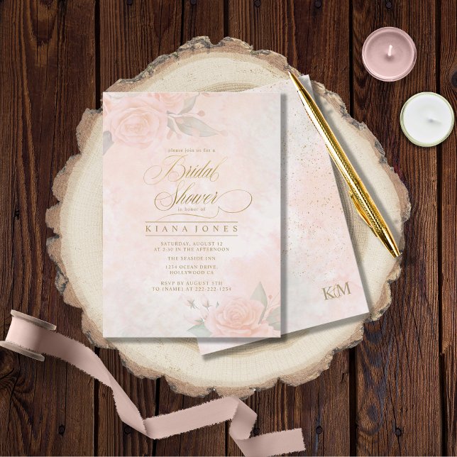 Soft Blush Roses Bridal Shower ID828 (Front/Back In Situ)