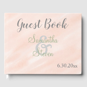 Soft Blush Sage Green Watercolor Guest Book