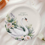 Soft Blush Swan Princess Baby Shower Paper Plate<br><div class="desc">Set a magical, fairytale-inspired table with the Blush Pink Floral Swan Princess Baby Shower Paper Plates! These enchanting plates feature an elegant swan adorned with a dainty golden crown, surrounded by soft blush pink florals and lush greenery, creating a graceful and regal touch to your celebration. Designed with gentle pastel...</div>