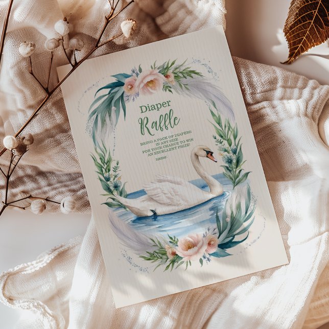 Soft Blush Swan Princess Diapper Raffle Enclosure Card (Creator Uploaded)