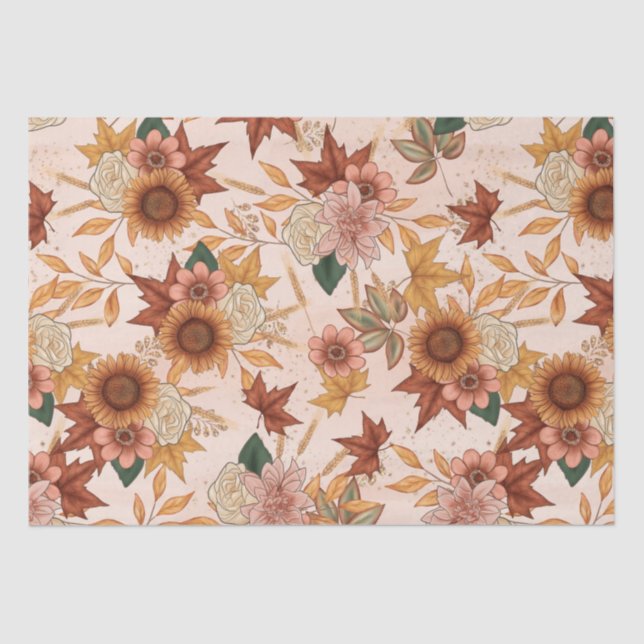 Soft Boho Autumn Pattern Tissue Paper (Front)