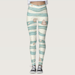 Soft Boho Beach Waves Seashell - Coastal Serenity Leggings