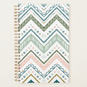 Soft Boho Ethnic Chevron Zig Zag Green Spiral Planner