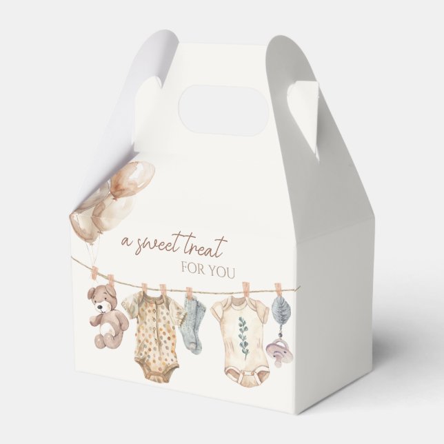 Soft Boho Neutral Baby Clothes Baby Shower Favor Box (Front Side)