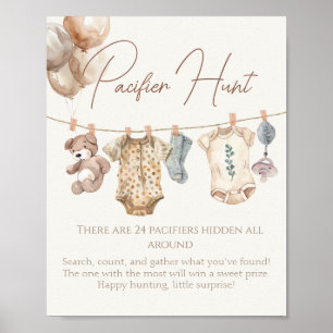 Soft Boho Neutral Baby Clothes Pacifier Hunt Poster