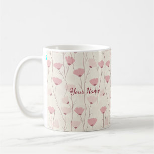 Soft Boho Pink Floral Personalized Coffee Mug