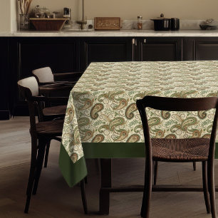 Soft Boho Tablecloth with Earthy Paisley Pattern