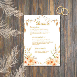 soft boho tone peach floral wedding enclosure card