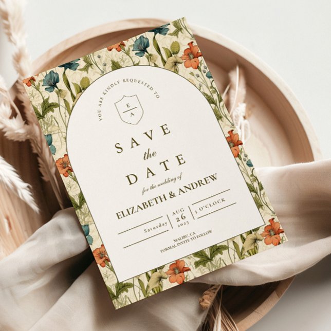 Soft Botanical Arch Garden Wedding Save The Date (Creator Uploaded)