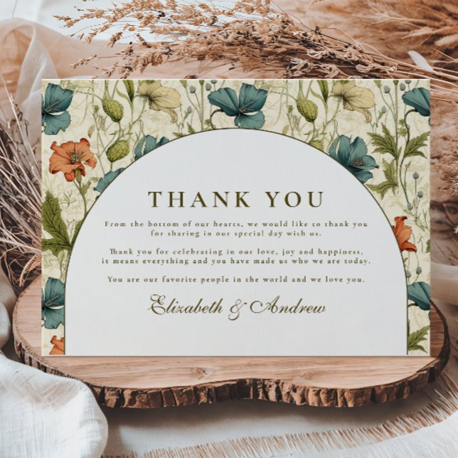 Soft Botanical Arch Garden Wedding Thank You Card (Creator Uploaded)