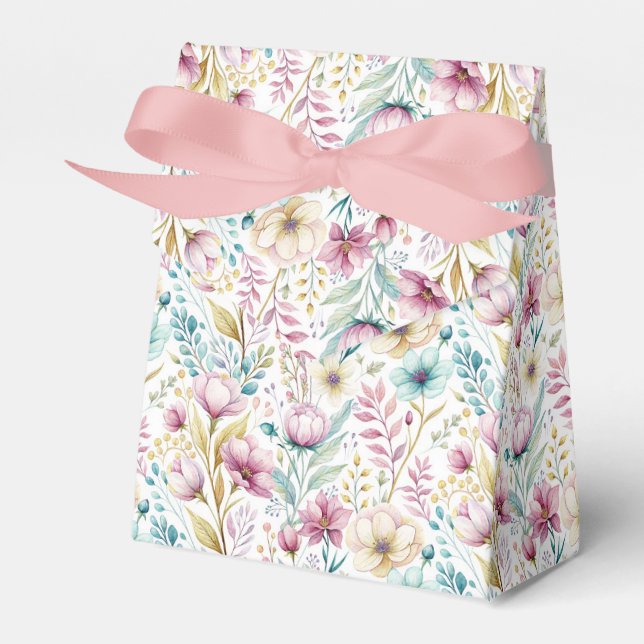 Soft Botanical Easter Flower Design Favor Box (Front Side)