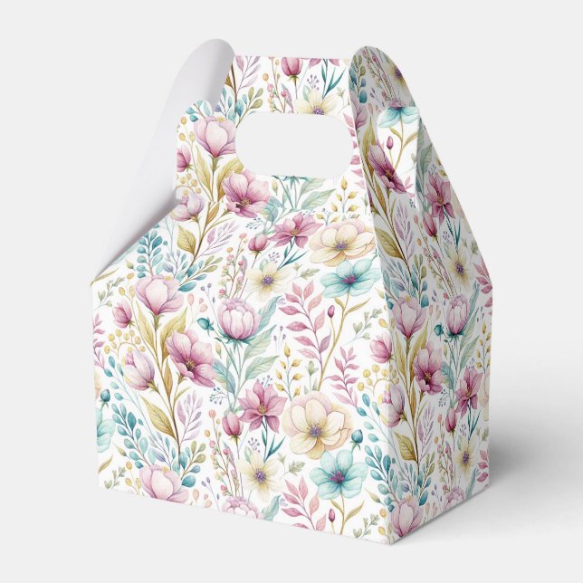 Soft Botanical Easter Flower Design Favor Box (Front Side)