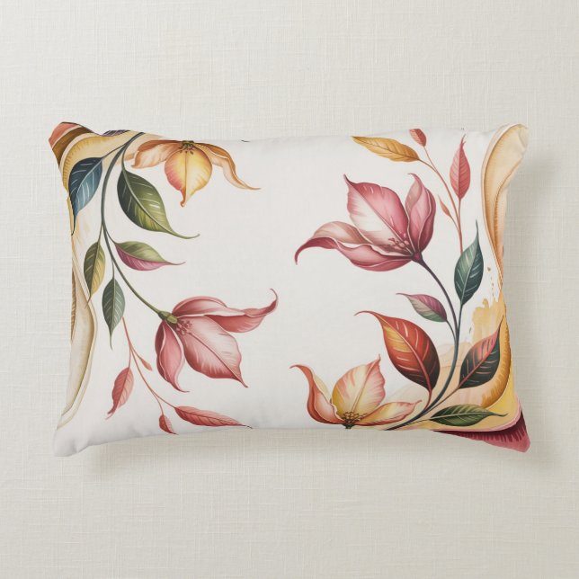 Soft Botanical Floral Abstract  Accent Pillow (Front)