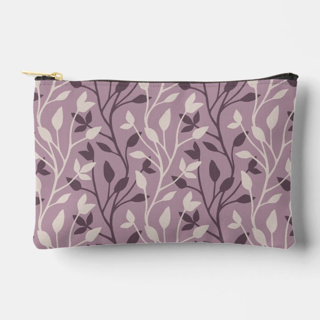 Soft Botanical Mauve Leaf Elegant Chic Accessory Pouch (Front)
