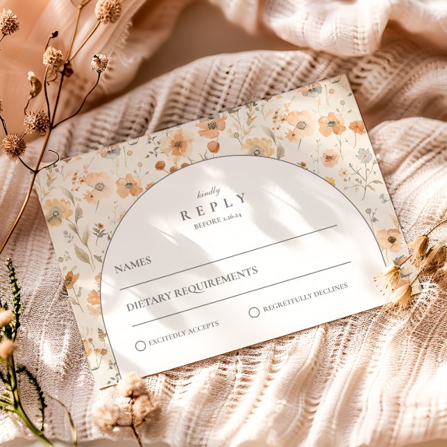 Soft Botanical Meadow Wedding RSVP Card (Creator Uploaded)