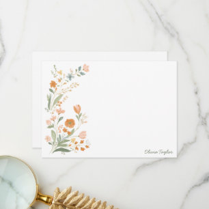 Soft Botanical Personalized Name Stationery Thank You Card