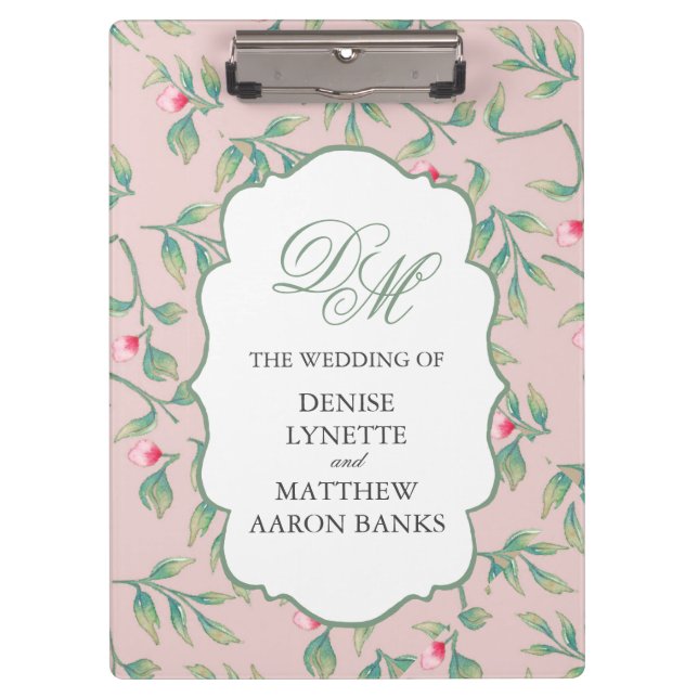 Soft Botanical Wedding Clipboard (Front)