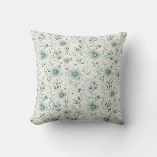 Soft Botanicals and Crescent Moon Baby Throw Pillow