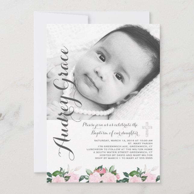 Soft Botanicals | Baptism Invitation (Front)