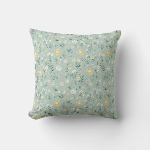 Soft Botanicals & Moon Phases Throw Pillow