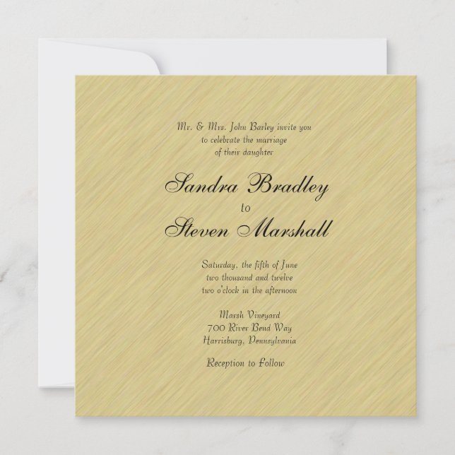 Soft Brushed Gold Wedding Invitation (Front)