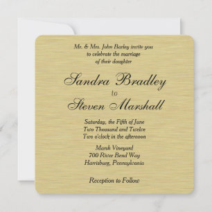 Soft Brushed Gold Wedding Invitation