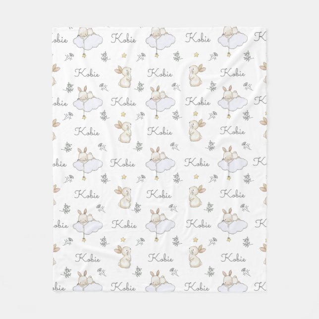 Soft Bunnies Personalized Name Blanket  (Front)