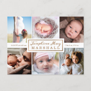 Soft Burlap Eucalyptus Photo Birth Announcement Postcard