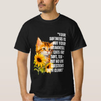 "Soft But Strong" Cat with Sunflowers Quote T-Shir