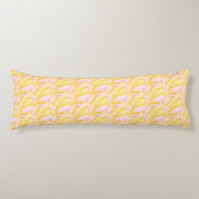 Soft Butter Yellow Flower Petal Pattern  Body Pillow (Front)