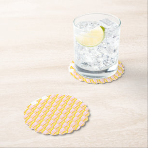 Soft Butter Yellow Flower Petal Pattern Paper Coaster