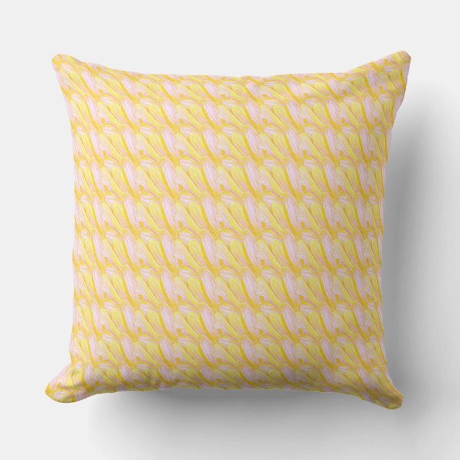 Soft Butter Yellow Flower Petal Pattern  Throw Pillow (Front)
