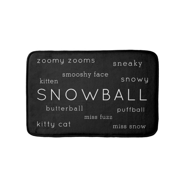 Soft Cat Mat Flat Bed Black White Name + Nickname (Front)