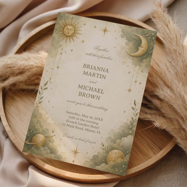 Soft Celestial Botanical Vintage Invitation (Creator Uploaded)