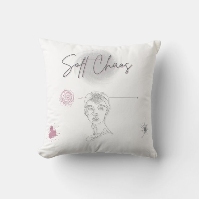 Soft Chaos - Artistic Line Face Pillow  (Front)