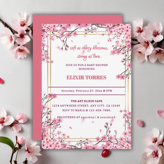 Soft Cherry Blossom Sakura Baby Shower Invitation (Creator Uploaded)