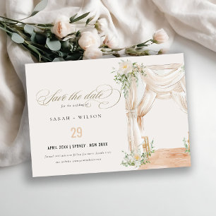 Soft Chic Blush Floral Canopy Botanical Wedding Save The Date
