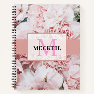 Soft Chic Blush Pink Peony Leafy Botanical Floral  Notebook