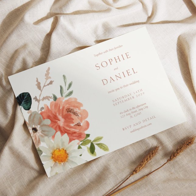 Soft Chic Floral Watercolor Wedding Invitation (Creator Uploaded)