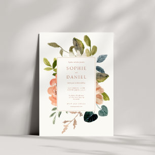 Soft Chic Floral Watercolor Wedding Invitation